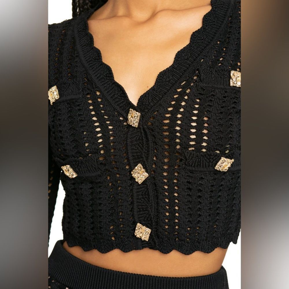 NWT Self-Portrait Black Cropped Sweater - Picture 3 of 10